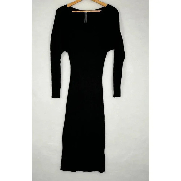 ANTHROPOLOGIE Minimalist Shea Knit Sweater Midi Black Viscose Dress Size XS - Picture 2 of 8